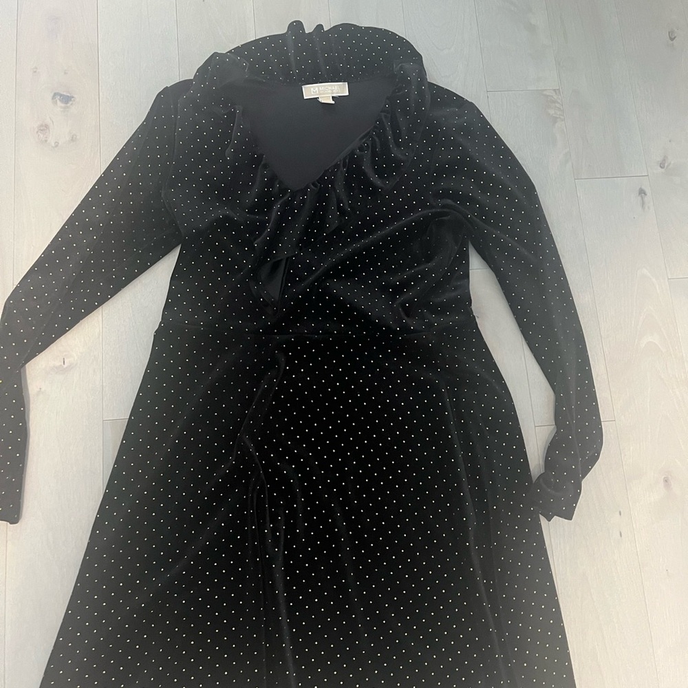 Michael Kors Black Polka Dot velvet dress